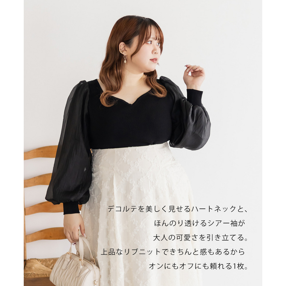 CLETTEオリジナルハートネックシアー袖ニット5