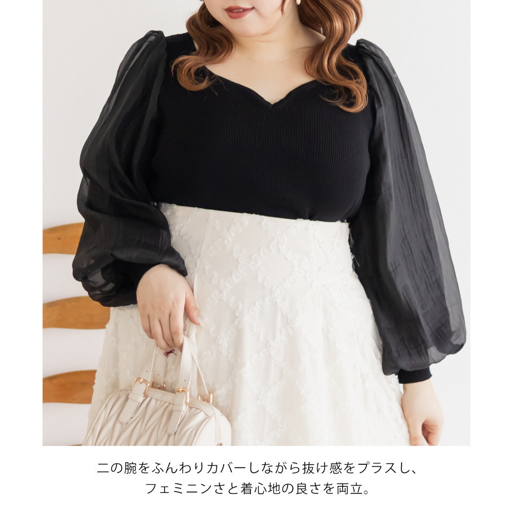 CLETTEオリジナルハートネックシアー袖ニット7