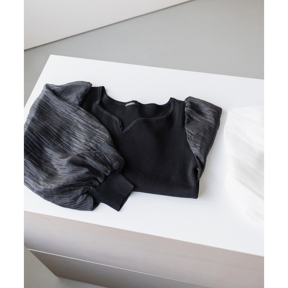 CLETTEオリジナルハートネックシアー袖ニット9