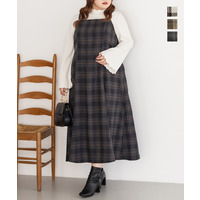 CLETTEオリジナルフェイクウールチェック柄ジャンスカワンピース