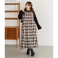 CLETTEオリジナルフェイクウールチェック柄ジャンスカワンピース