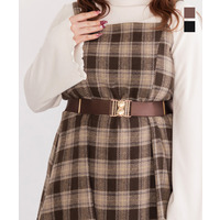 CLETTEオリジナルゴールドバックルサテンゴムベルト