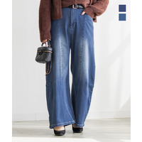 裏起毛ワイドカーブデニムパンツ