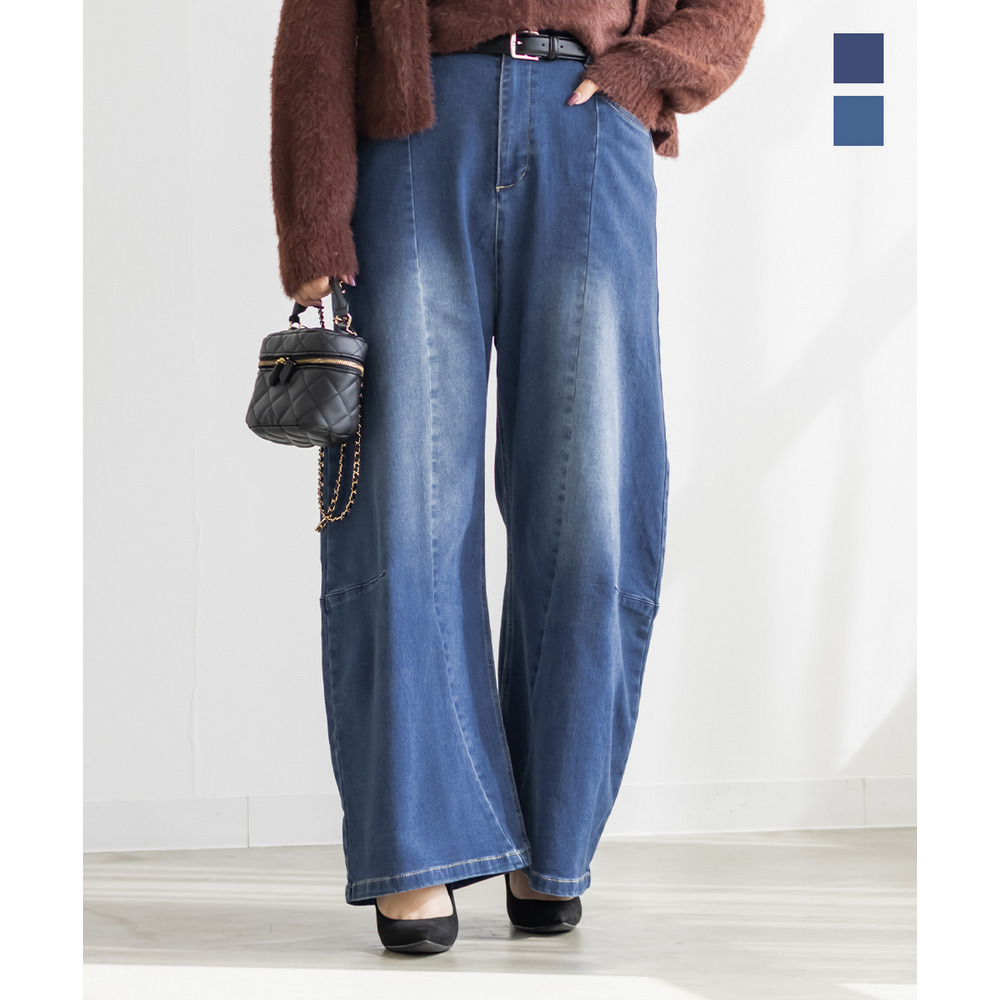 裏起毛ワイドカーブデニムパンツ1