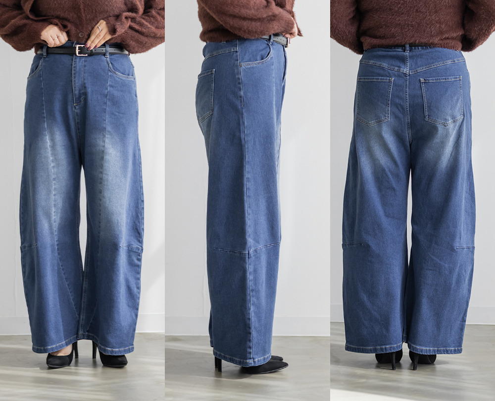 裏起毛ワイドカーブデニムパンツ12