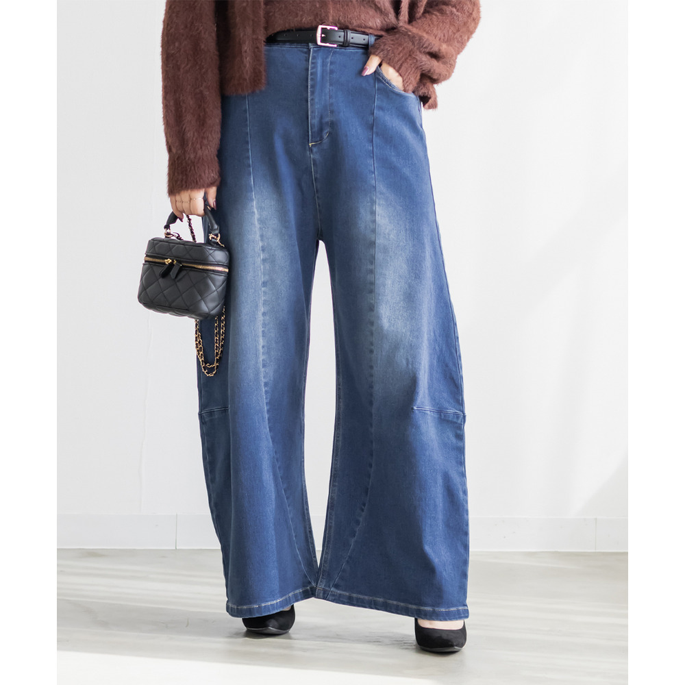 裏起毛ワイドカーブデニムパンツ4