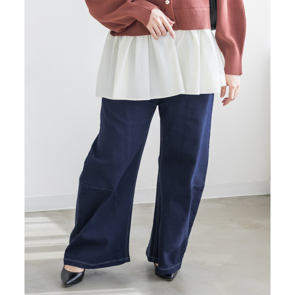 裏起毛ワイドカーブデニムパンツ7