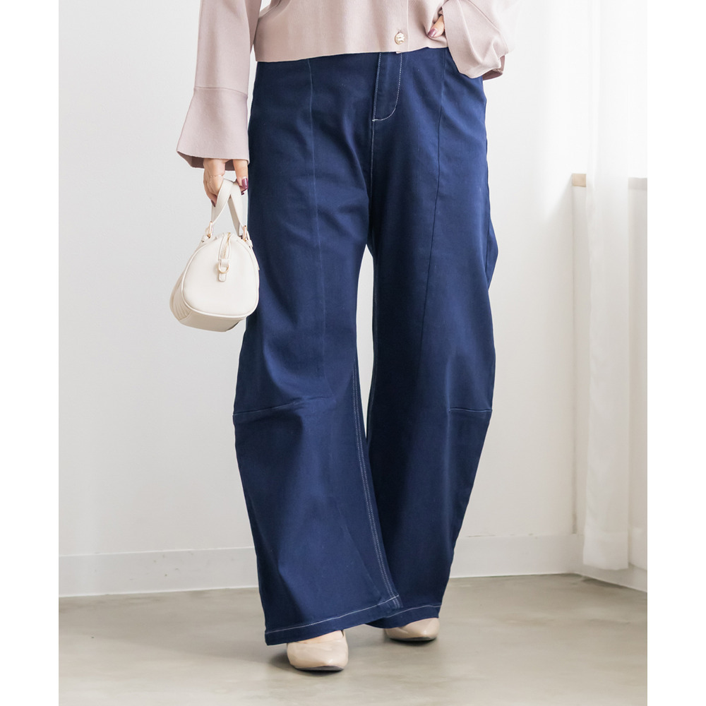 裏起毛ワイドカーブデニムパンツ1