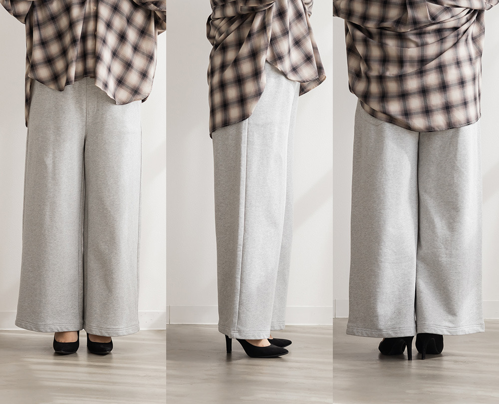 ウエストゴムスウェットワイドストレートパンツ11