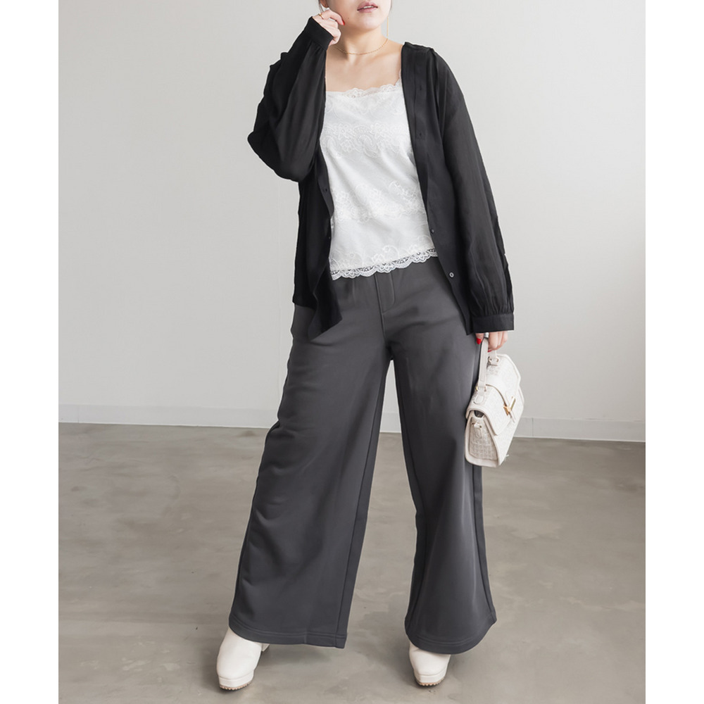 ウエストゴムスウェットワイドストレートパンツ3