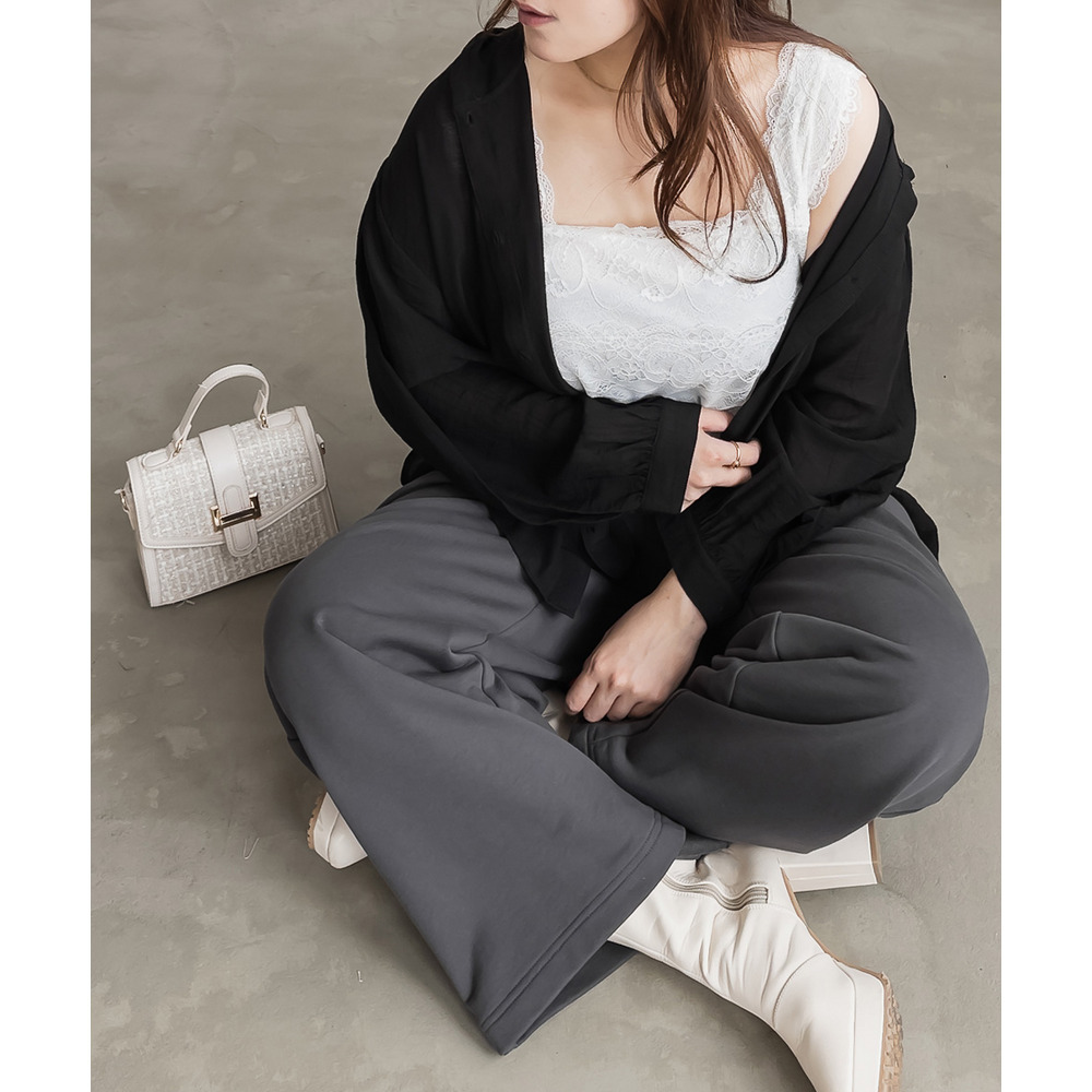 ウエストゴムスウェットワイドストレートパンツ4