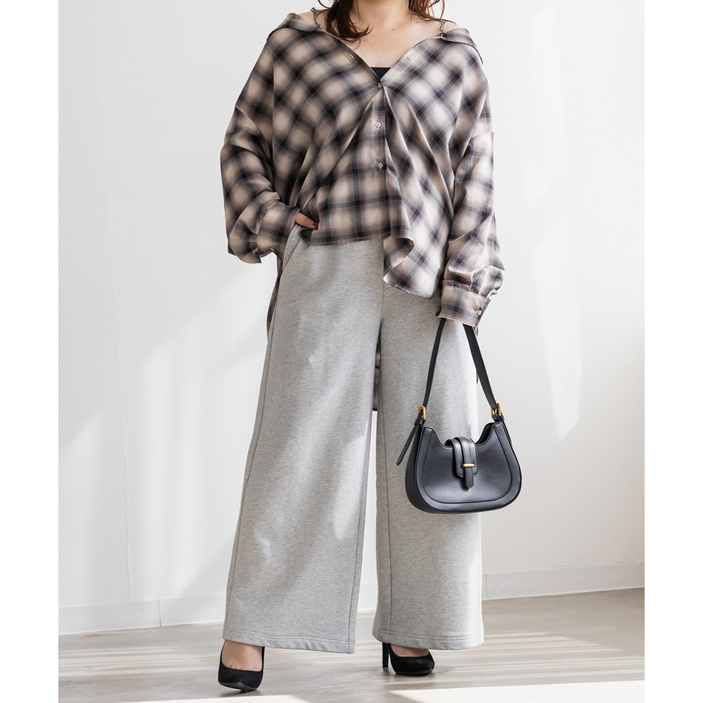 ウエストゴムスウェットワイドストレートパンツ5