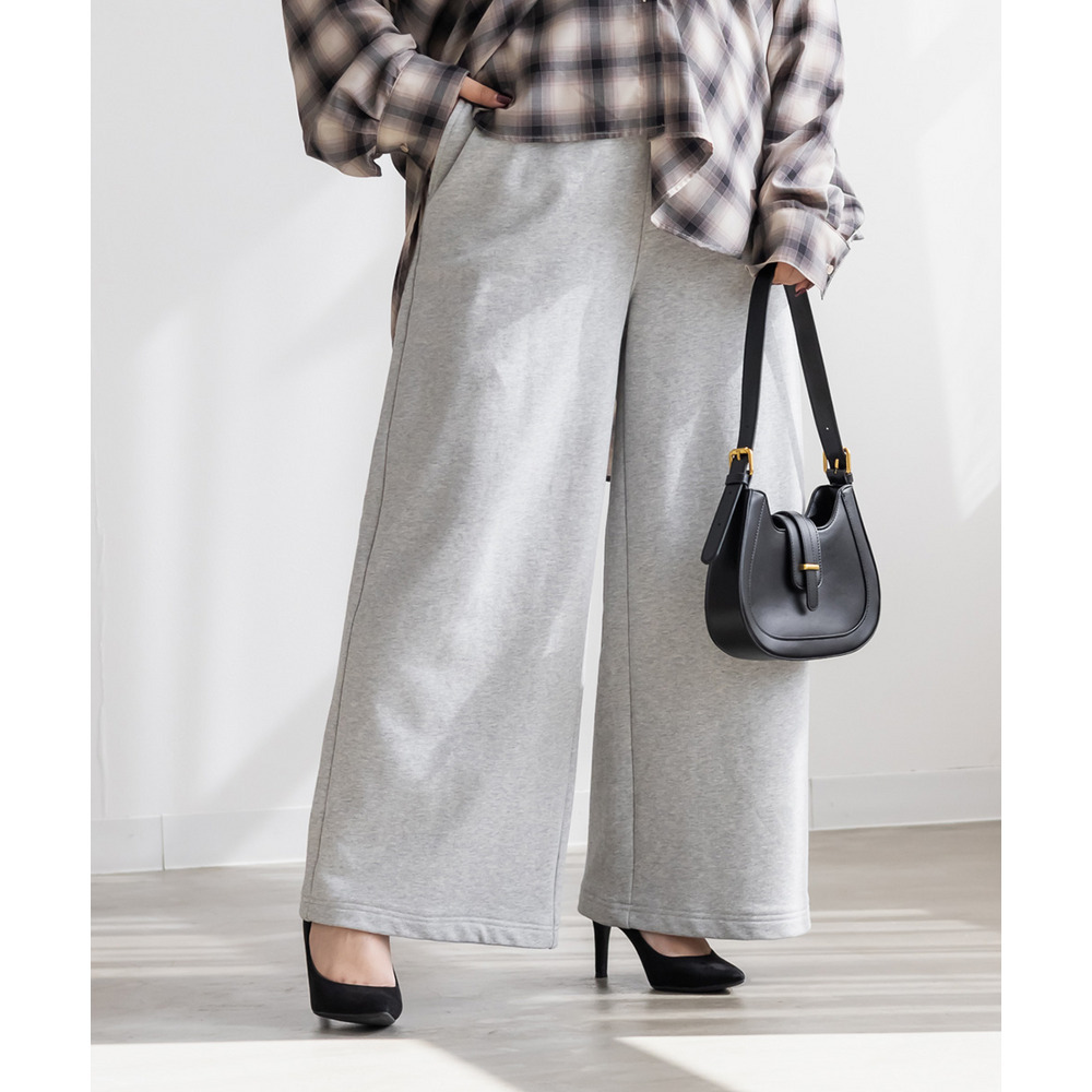 ウエストゴムスウェットワイドストレートパンツ1