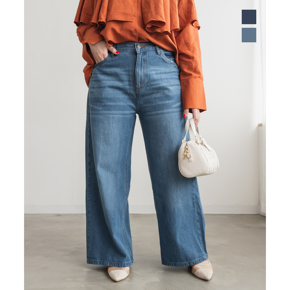 ヴィンテージ加工デニムワイドパンツ1