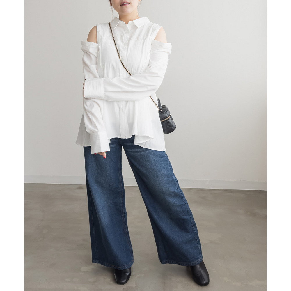 ヴィンテージ加工デニムワイドパンツ5