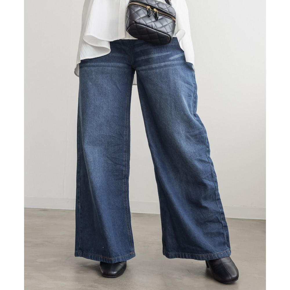 ヴィンテージ加工デニムワイドパンツ1