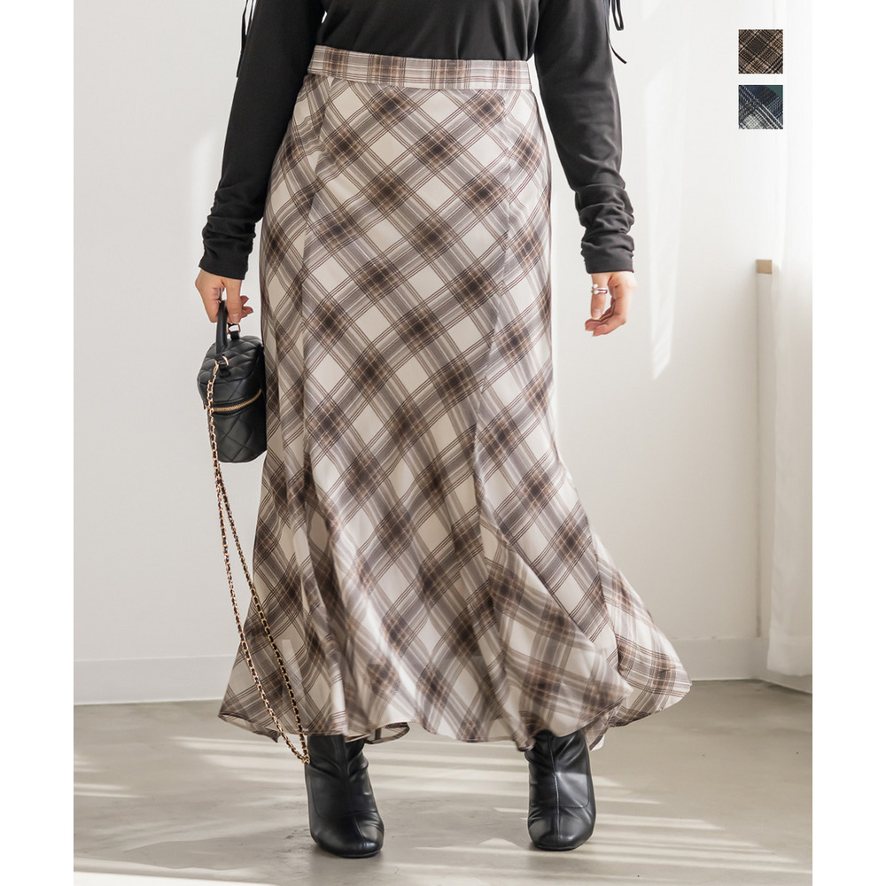 CLETTEオリジナルチェック柄シフォンスカート1