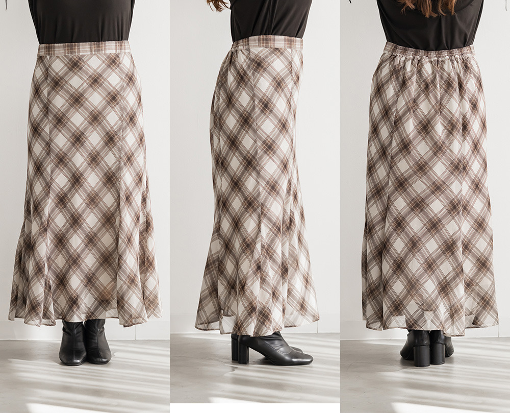 CLETTEオリジナルチェック柄シフォンスカート13