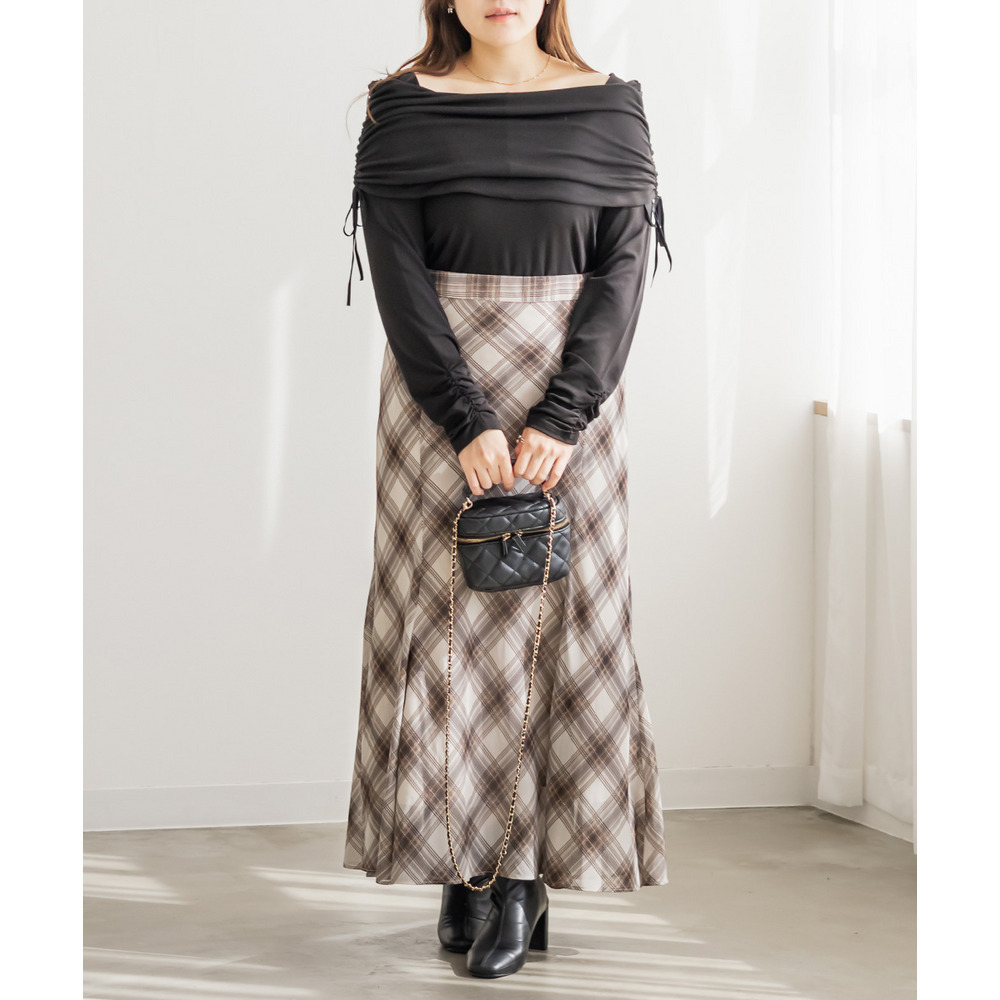 CLETTEオリジナルチェック柄シフォンスカート2