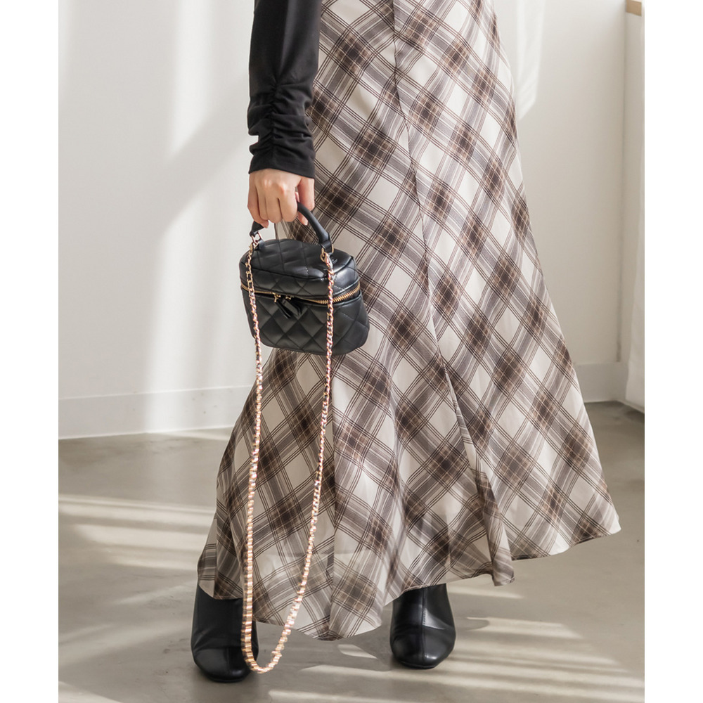 CLETTEオリジナルチェック柄シフォンスカート1