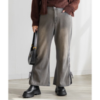 サイドカットリボンデニムフレアパンツ