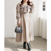 CLETTEオリジナルチェック柄2WAYリボンワンピース