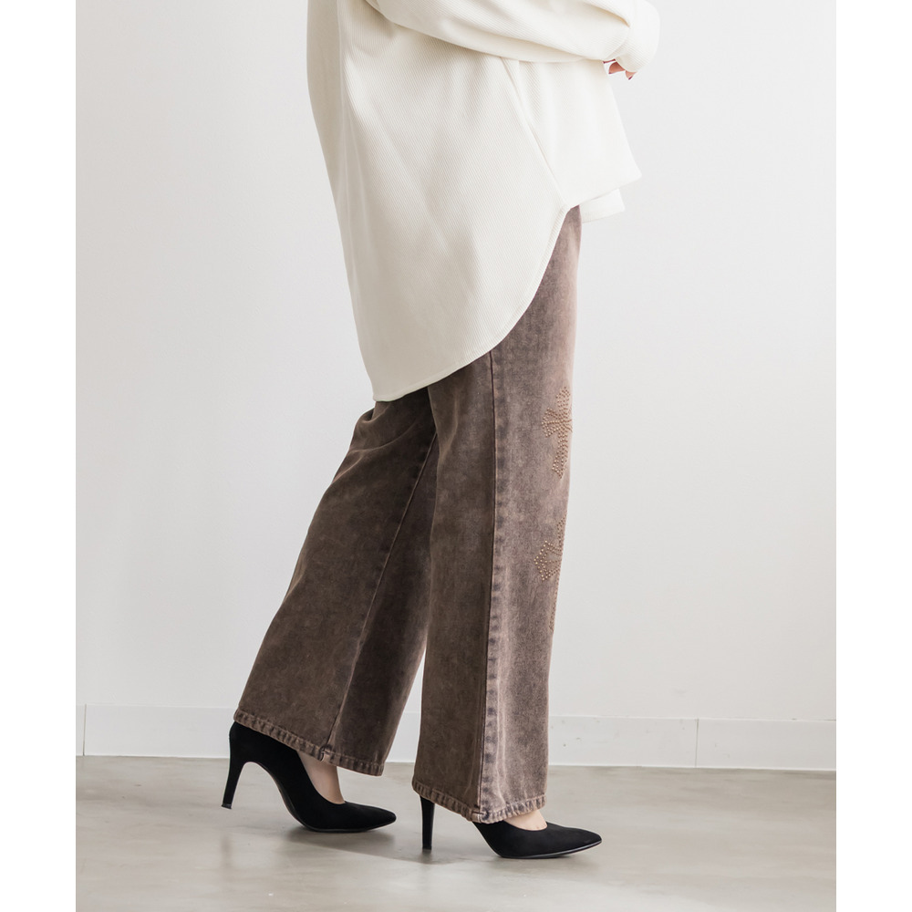 クロススタッズデニムフレアパンツ4