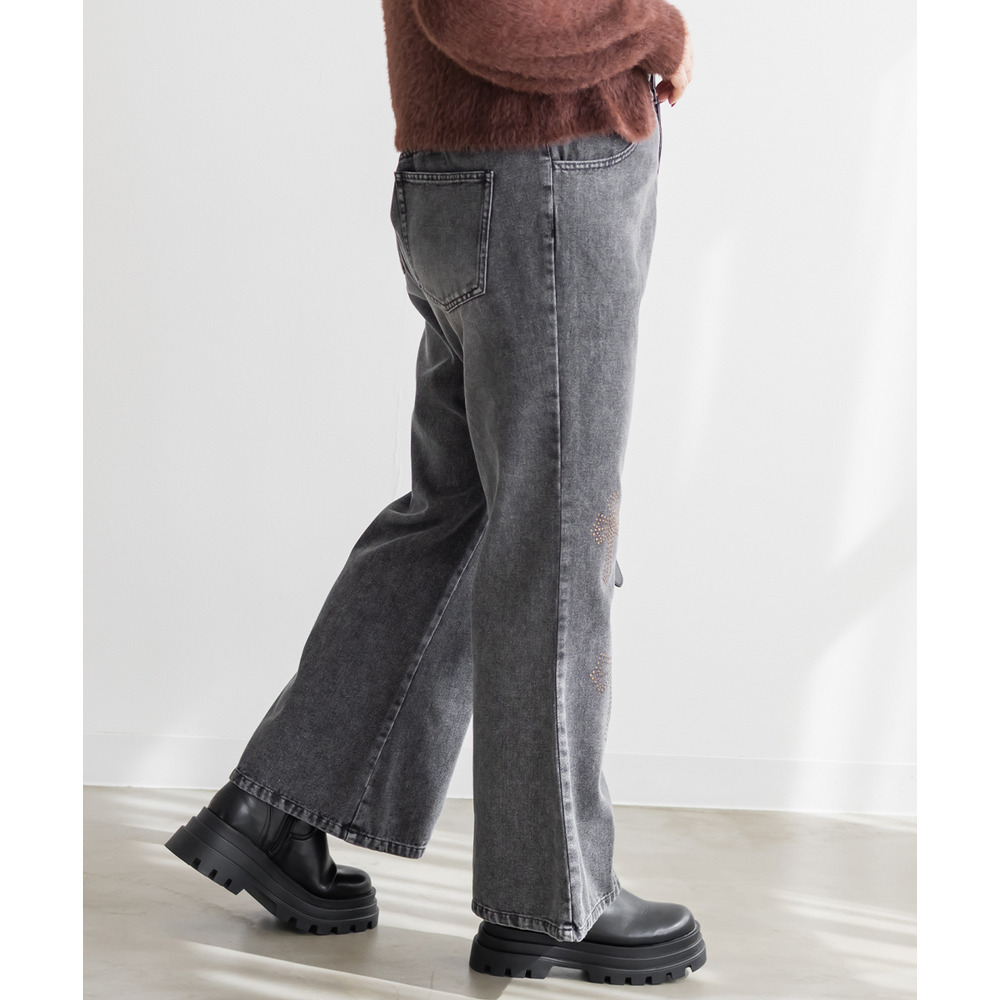 クロススタッズデニムフレアパンツ7