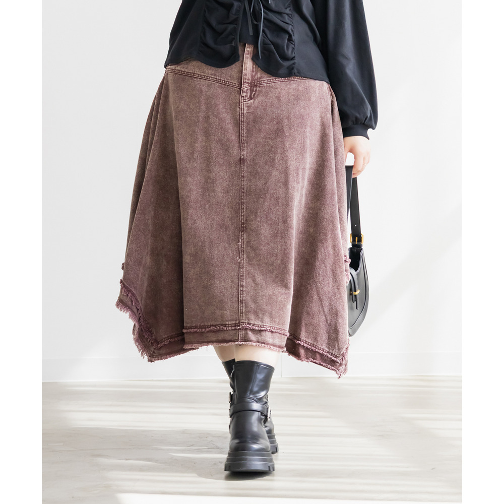 フリンジデザインイレヘムミディスカート1