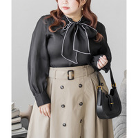 CLETTEオリジナル配色リボンタイシアーブラウス