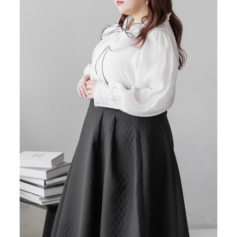 CLETTEオリジナル配色リボンタイシアーブラウス11