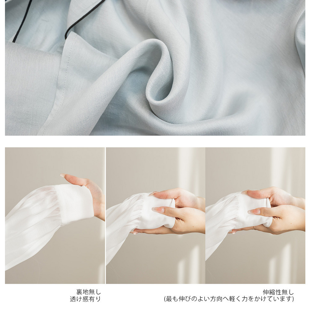 CLETTEオリジナル配色リボンタイシアーブラウス18