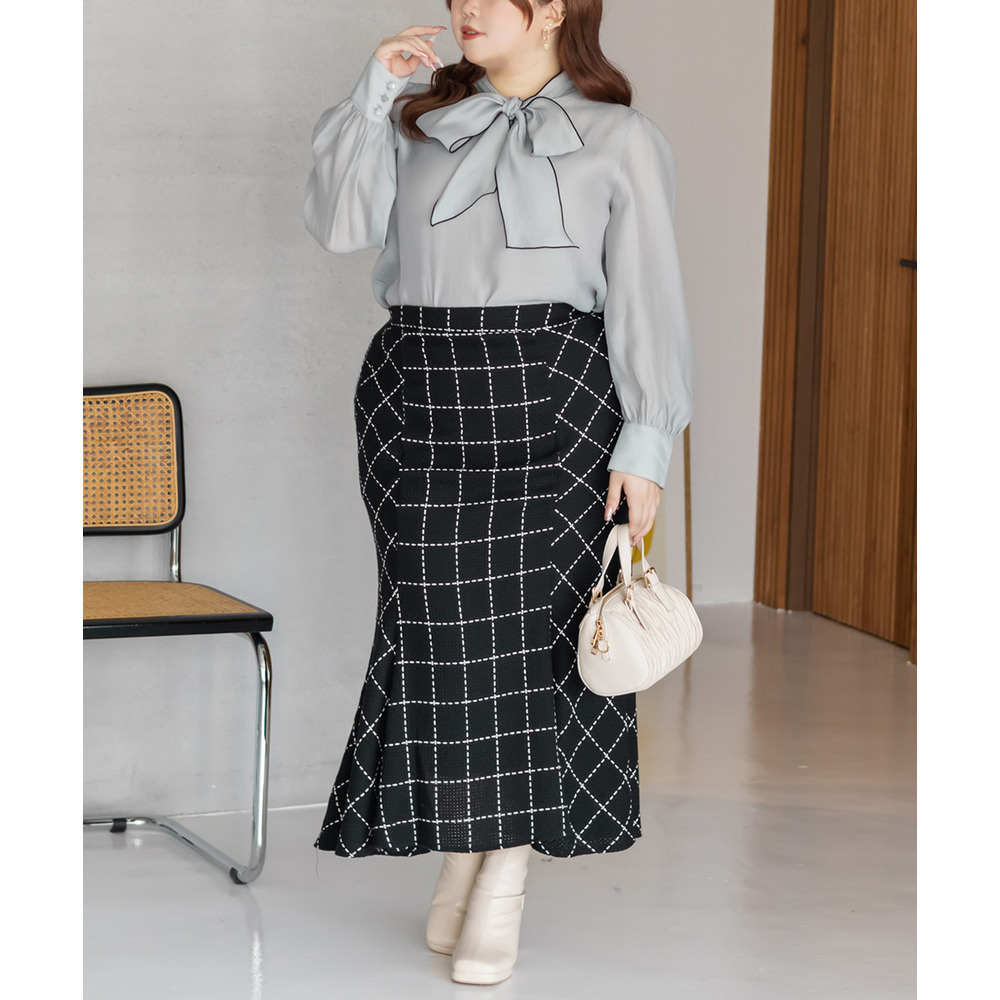 CLETTEオリジナル配色リボンタイシアーブラウス3