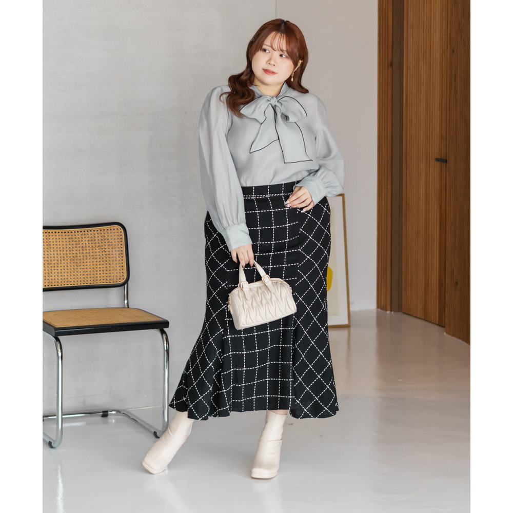 CLETTEオリジナル配色リボンタイシアーブラウス5