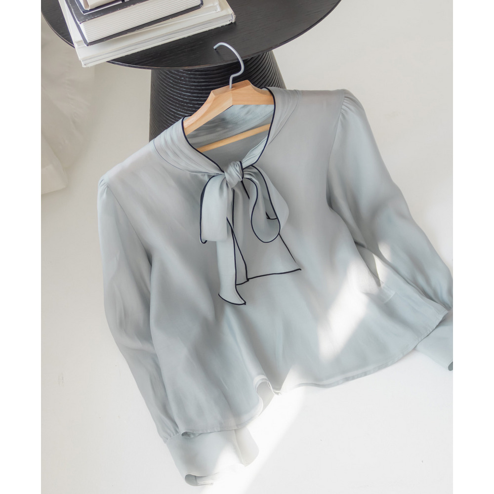 CLETTEオリジナル配色リボンタイシアーブラウス6