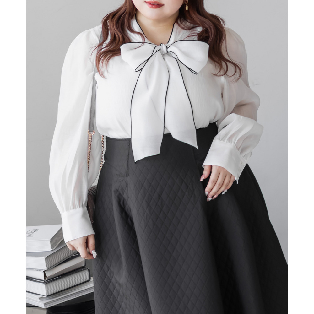 CLETTEオリジナル配色リボンタイシアーブラウス9