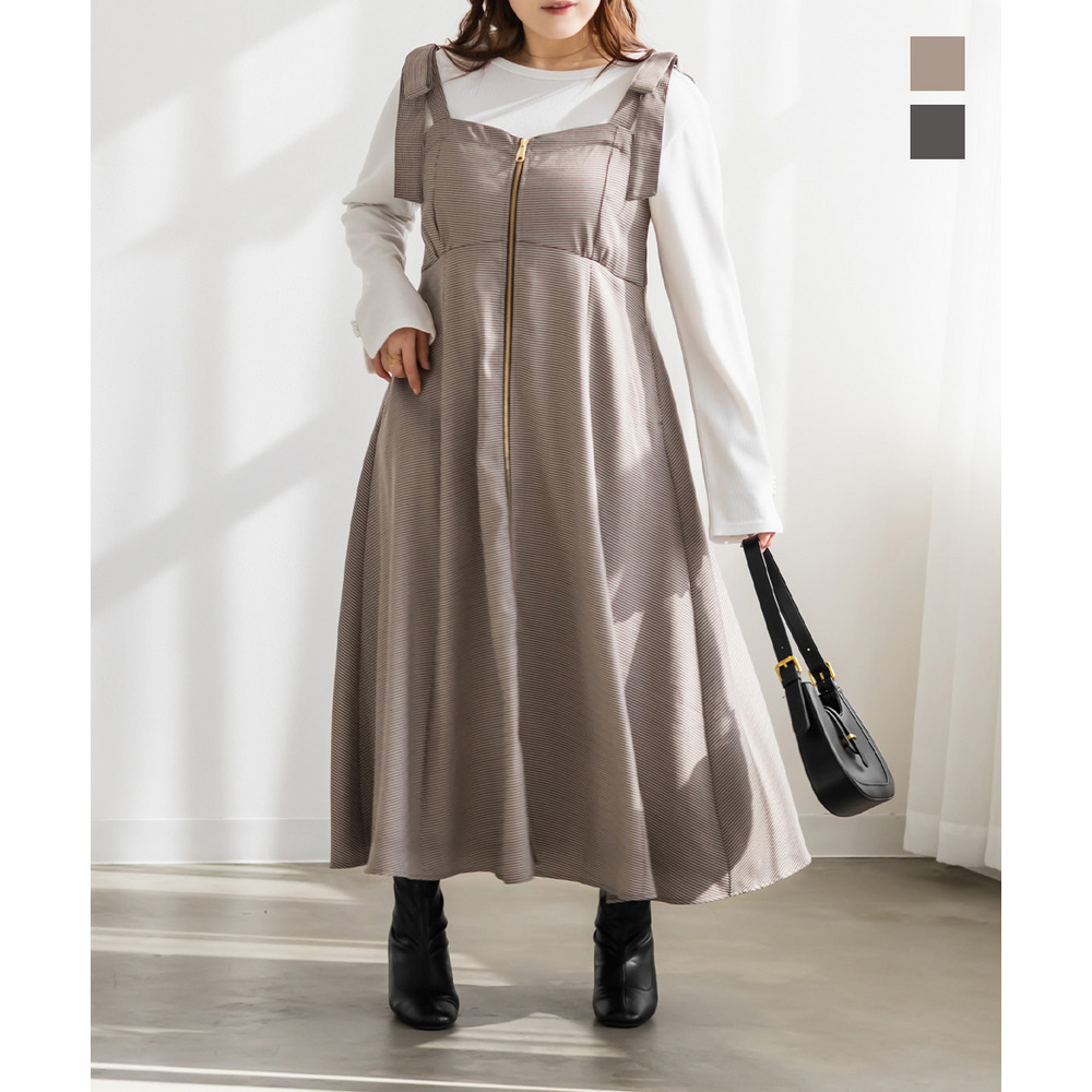 CLETTEオリジナフロントジップ千鳥柄ワンピース