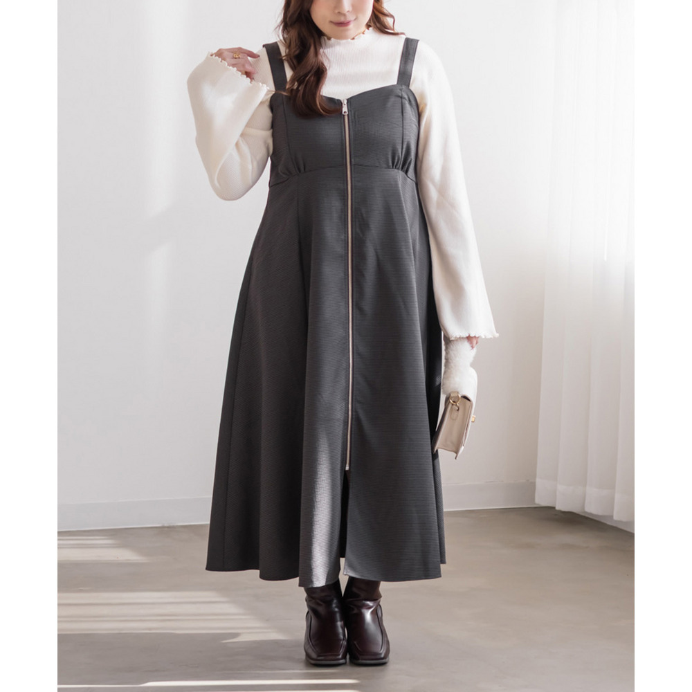 CLETTEオリジナフロントジップ千鳥柄ワンピース10