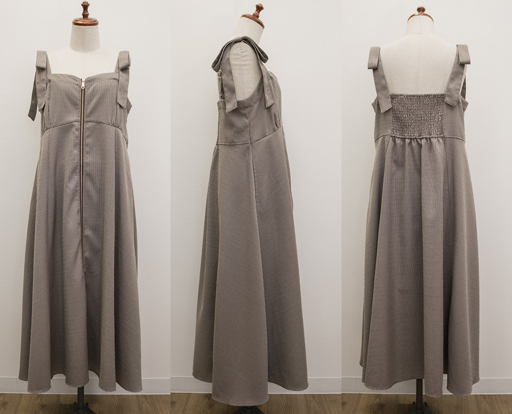 CLETTEオリジナフロントジップ千鳥柄ワンピース15