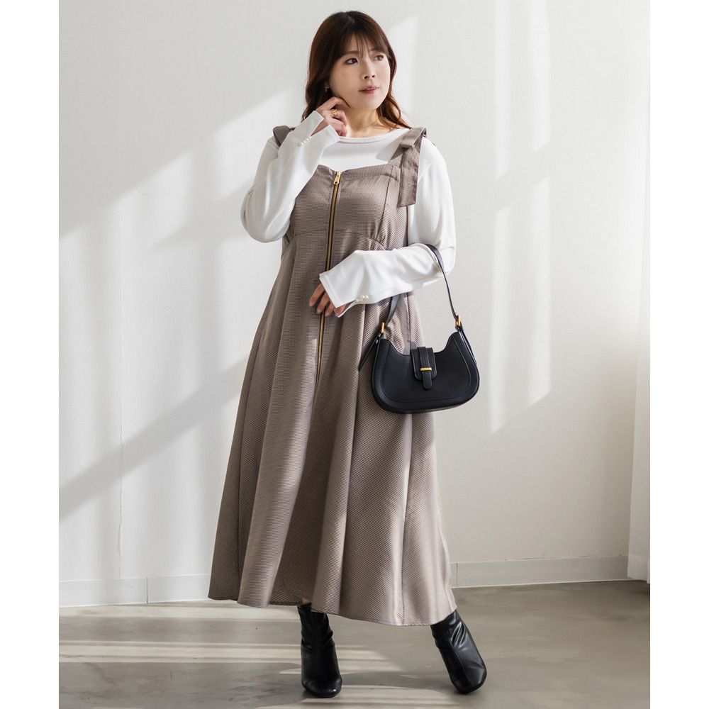 CLETTEオリジナフロントジップ千鳥柄ワンピース3