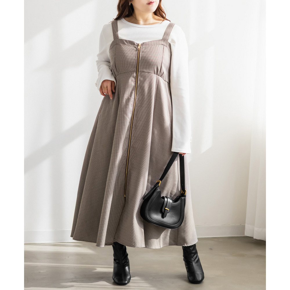 CLETTEオリジナフロントジップ千鳥柄ワンピース5