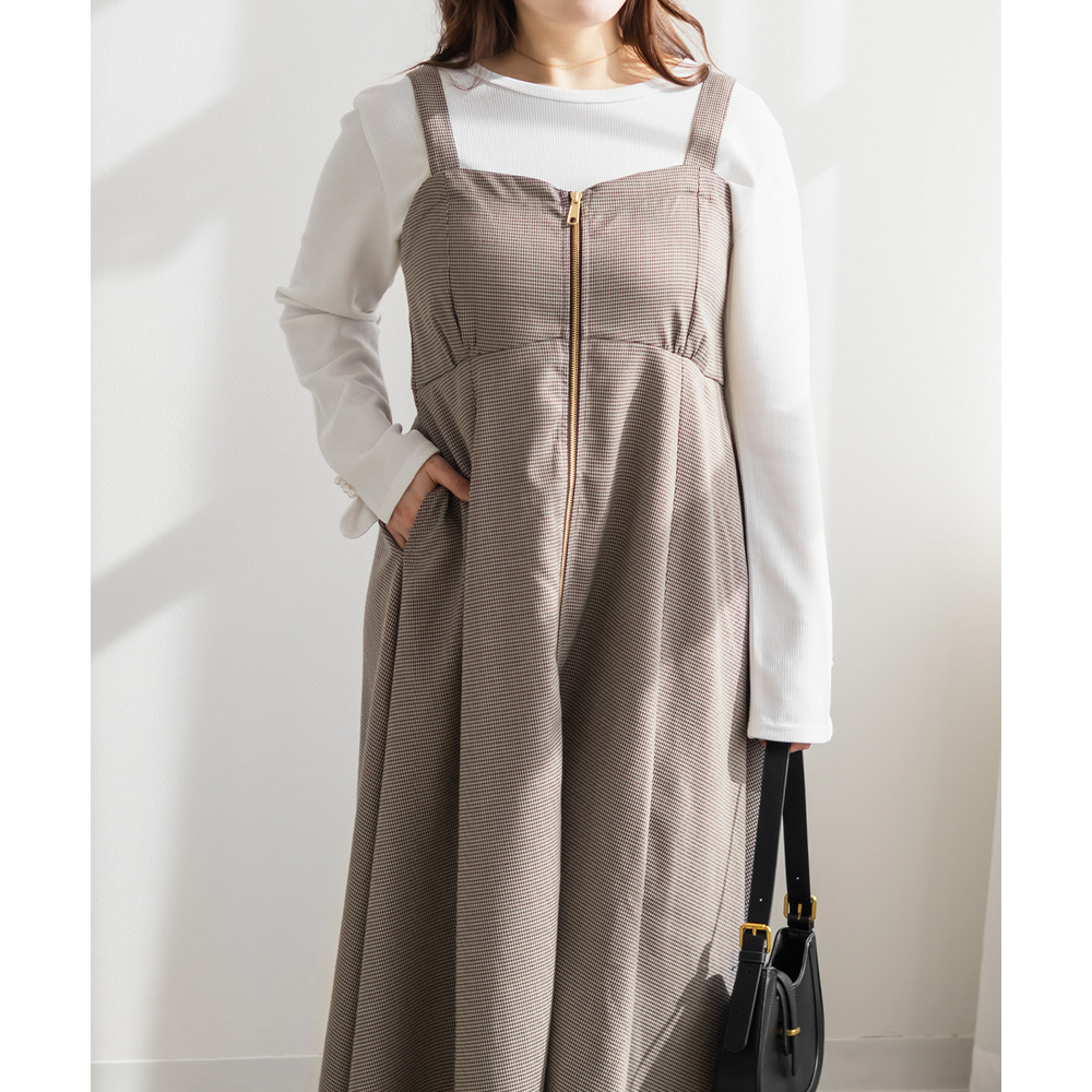 CLETTEオリジナフロントジップ千鳥柄ワンピース1