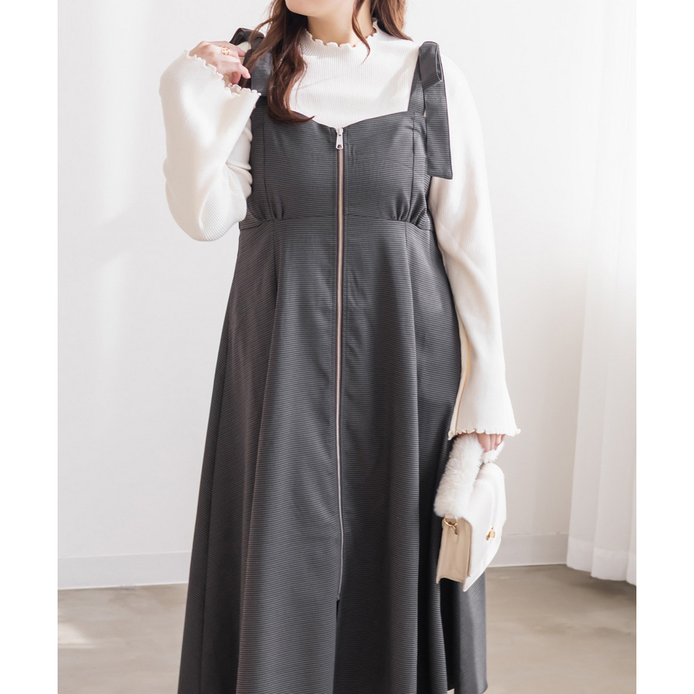 CLETTEオリジナフロントジップ千鳥柄ワンピース1