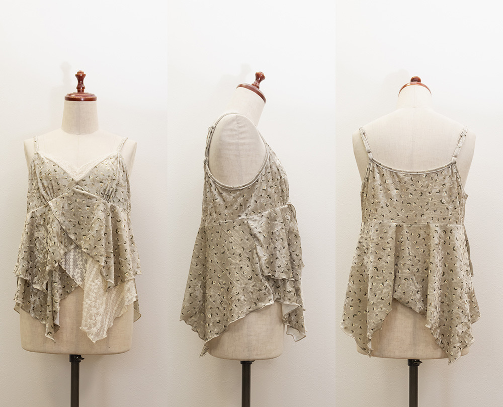 花柄ベロアレース使いキャミソール11