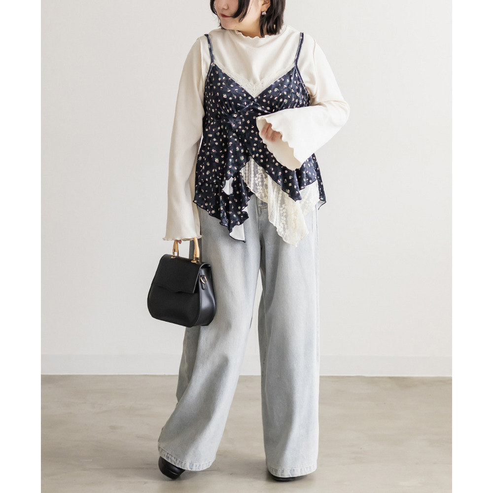 花柄ベロアレース使いキャミソール2