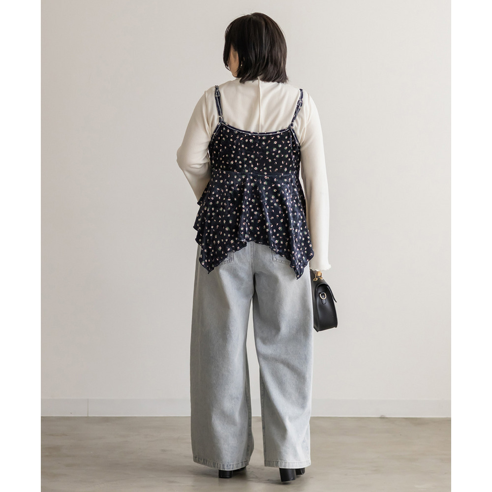 花柄ベロアレース使いキャミソール3