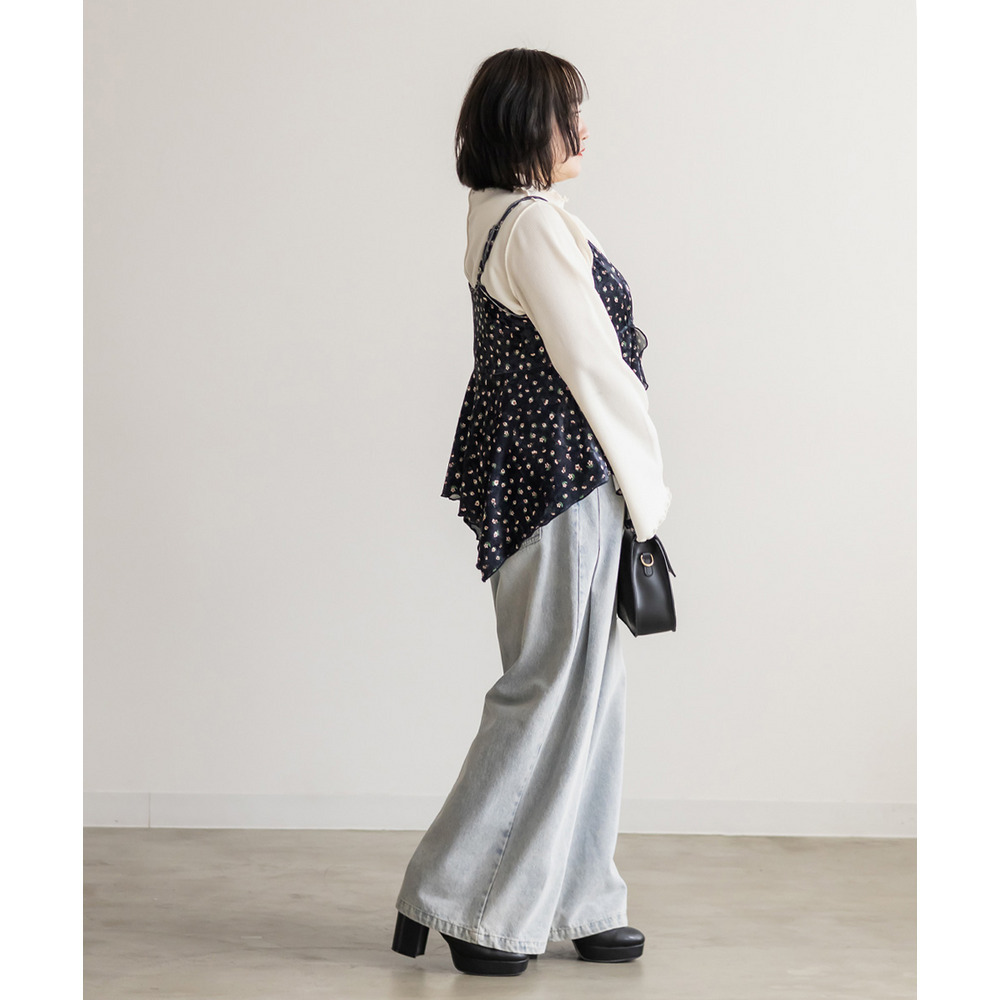 花柄ベロアレース使いキャミソール4