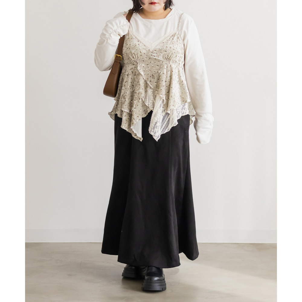 花柄ベロアレース使いキャミソール5