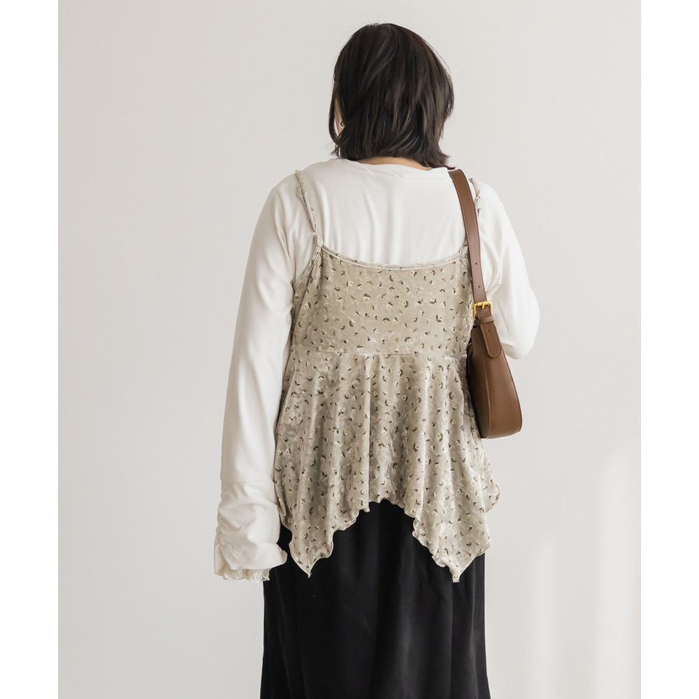 花柄ベロアレース使いキャミソール6