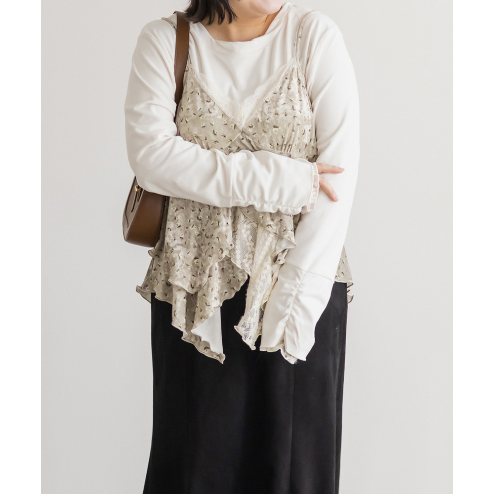 花柄ベロアレース使いキャミソール7